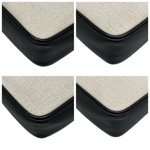 SAINT LAURENT PARIS Lou Camera Bag Cream Black Coated Canvas Leather 838-072125 - Picture 6 of 14